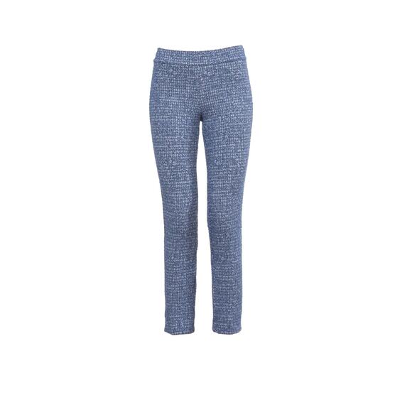 Avenue Montaigne Brigitte Blue Tweed Cropped Straight Leg Stretch Trousers Sz 2 - Picture 1 of 10